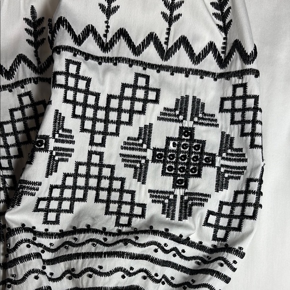 Chico’s White Blouse with Black Embroidery and Beading - Picture 3 of 5